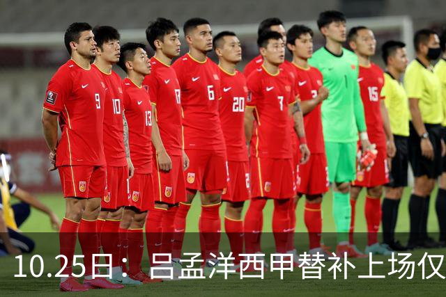 10.25日：吕孟洋西甲替补上场仅获22分钟球权，一次过人一脚妙传难融入